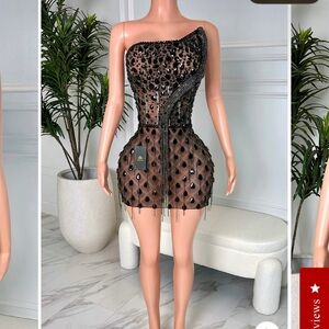 Black rhinestone mini birthday dress